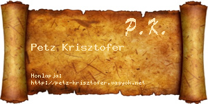 Petz Krisztofer névjegykártya